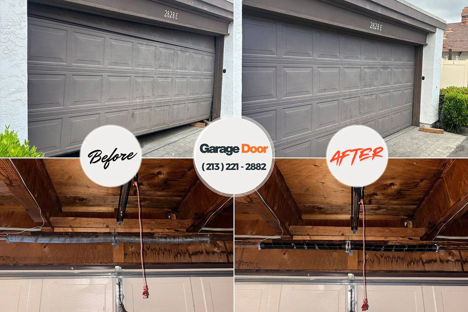 Before and after: garage door repair Hutchins, TX
